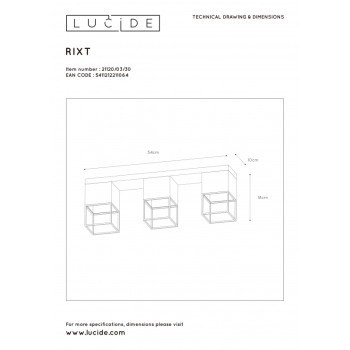 Lucide 21120/03/30 RIXT svítidlo stropní 3xE27/40W 