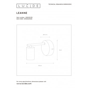 Lucide 21221/01/30 LEANNE svítidlo nástěnné E27/60W