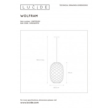 Lucide WOLFRAM závěsné svítidlo E27