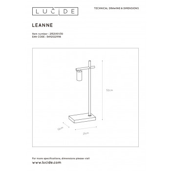 Lucide 21521/01/30 LEANNE lampa stolní E27/40W
