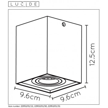 Lucide 22953/01/30 TUBE svítidlo stropní 9.6/9.6/12.5cm černá