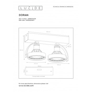 Lucide DORIAN Stropní bodové Dim-to-Warm 2xGU10 12W B