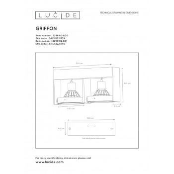 Lucide 22969/24/30 Stropní svítidlo Dim-to-warm 2xGU10 12W černé