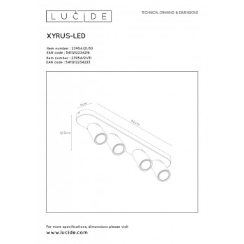 Lucide 23954/21/31 XYRUS svítidlo bodové 4xGU10/5W incl. DTW W9 L60 H12.5cm 