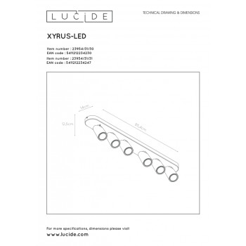 Lucide 23954/31/30 XYRUS svítidlo bodové 6xGU10/5W incl. DTW W14 L84 H12.5cm 