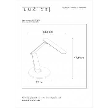 Lucide 24657/10/30 PRACTICO lampa stolní LED 10W H 475cm černá