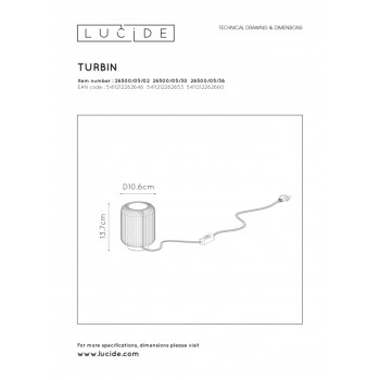 Lucide 26500/05/36 TURBIN stolní lapa LED 5W H13.7 Ø10.6 