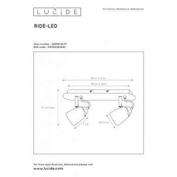 Lucide RIDE-LED - stropní svítidlo - stmívatelné - GU10 - 2x5W 3000K - Měď 26956/10/17