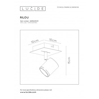 Lucide RILOU - stropní svítidlo - stmívatelné - GU10 - 1x4,5W 3000K - Bílá 26994/05/31