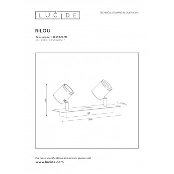 Lucide RILOU - stropní svítidlo - stmívatelné - GU10 - 2x4,5W 3000K - Bílá 26994/10/31