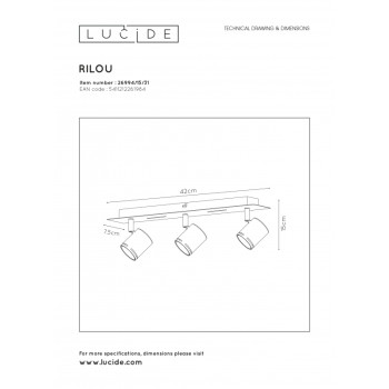 Lucide RILOU - stropní svítidlo - stmívatelné - GU10 - 3x4,5W 3000K - Bílá 26994/15/31