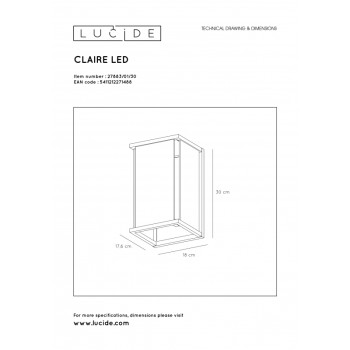 Lucide CLAIRE - nástěnné svítidlo venkovní - IP54 - Černá 27883/01/30
