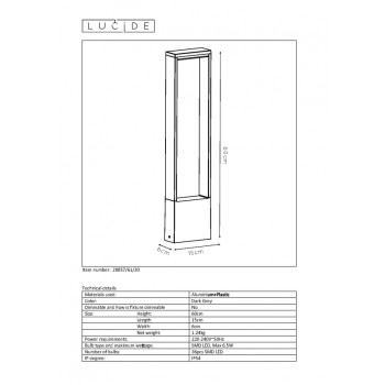 GOA venkovní svítidlo LED 6.5W 350LM 3000K H60 W6 L15cm antracit