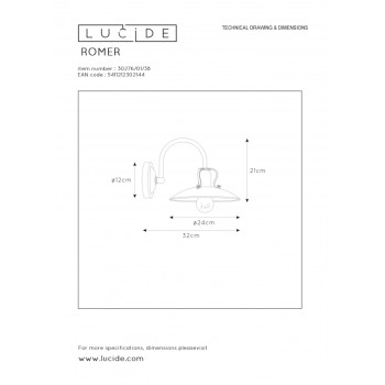 Lucide RÖMER - nástěnné svítidlo - Ø 24 cm - Krémová 30276/01/38