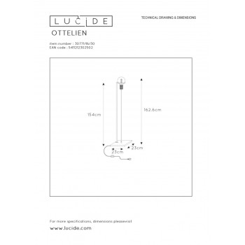 Lucide 30771/16/30 OTTELIEN lampa stojací E27/60W H162cm černá