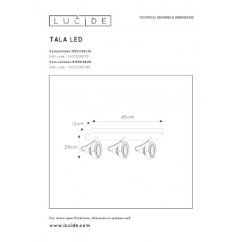 TALA LED Spot 3x GU10/12W DTW bílá