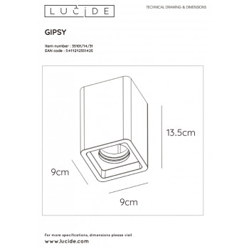 Lucide GIPSY - stropní svítidlo - GU10 - Bílá 35101/14/31