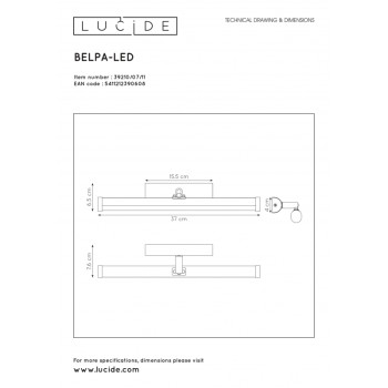 Lucide BELPA-LED - koupelnové svítidlo nad zrcadlo - LED - 1x11W 4000K - IP44 - Chrom 39210/07/11