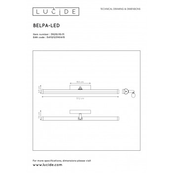 Lucide BELPA-LED - koupelnové svítidlo nad zrcadlo - LED - 1x10W 4000K - IP44 - Chrom 39210/10/11