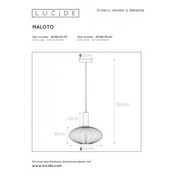 Lucide 45386/30/62 MALOTO svítidlo závěsné Ø 30 cm - E27 
