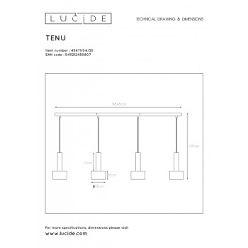 Lucide 45471/04/30 TEUN závěsné svítidlo 4xE27/40W černá