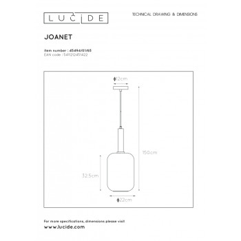 Lucide JOANET závěsné svítidlo 1xE27 Smoke glass