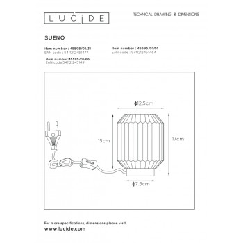 Lucide SUENO Table Lamp E14/40W růžová