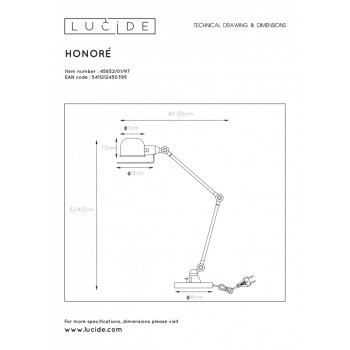 Lucide HONORE - stolní lampa - Rezavě Hnědá 45652/01/97