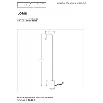 Lucide 45765/01/30 LORIN lampa stojací E27 14/28/160cm černá