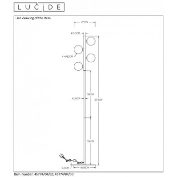 Lucide 45774/04/30 TYCHO stojací lampa 4xG9 28W černá