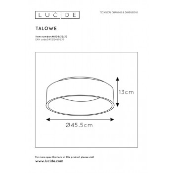 Lucide 46100/32/30 TALOWE - Stropní svítidlo - Ø 45 cm - LED stmívatelné - 1x30W 3000K - černá