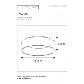 Lucide 46100/80/30 TALOWE - stropní svítidlo - Ø 80 cm - LED stmívatelné - 1x80W 3000K - černá