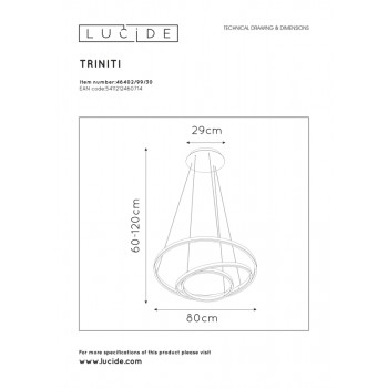 Lucide 46402/99/30 TRINITI svítidlo závěsné LED 136W průměr 80 cm černá