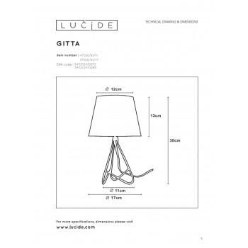 Lucide GITTA - stolní lampa - Ø 17 cm - Měď 47500/81/17