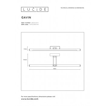 Lucide GAVIN - koupelnové svítidlo nad zrcadlo - LED - 1x12W 3000K - IP21 - Chrom 48202/12/11