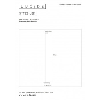 Lucide SYTZE - stojací lampa - stmívatelné - 1x30W 3000K - světlé dřevo 48750/30/72