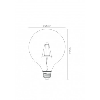 Lucide LED žárovka - okrasné vlákno - Ø 12,5 cm - stmívatelné - 1x5W 2700K - Průhledné 49017/05/60