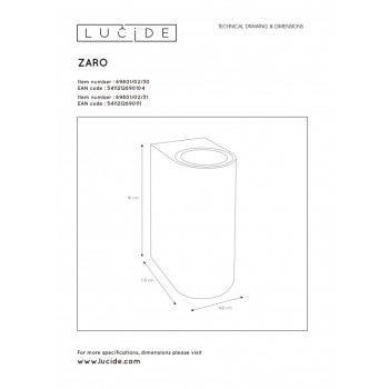 Lucide ZARO stropní bodové svítidlo koupelnové kulaté 2xGU10 bílá