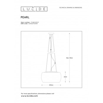 Lucide PEARL - závěsné svítidlo - Ø 40 cm - G9 - Chrom 70463/05/11