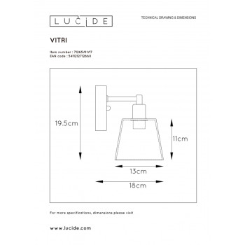 Lucide VITRI - nástěnné svítidlo - Ø 13 cm - Měď 71265/01/17