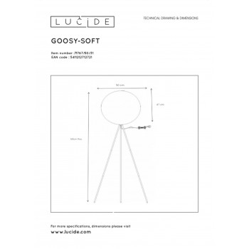 Lucide GOOSY SOFT - stojací lampa - Ø 50 cm - Bílá 71767/50/31