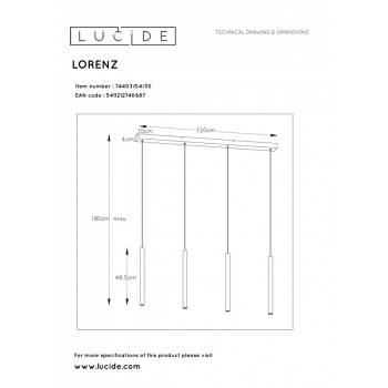 Lucide 74403/04/30 LORENZ svítidlo závěsné LED 4x4W