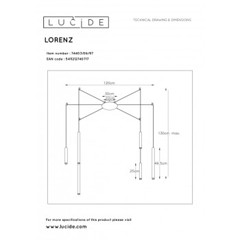 Lucide 74403/06/97 LORENZ svítidlo závěsné LED 6x4W