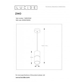 Lucide ZINO závěsné svítidlo E27/60W Cupper / Amber Glass