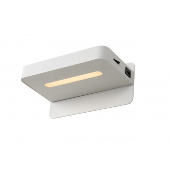 Lucide ATKIN - noční lampa - LED - 1x5W 2700K + USB port Bílá 77280/05/31