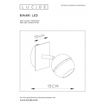 Lucide BINARI - stropní svítidlo - LED - 1x4,5W 2700K - Černá 77975/05/30