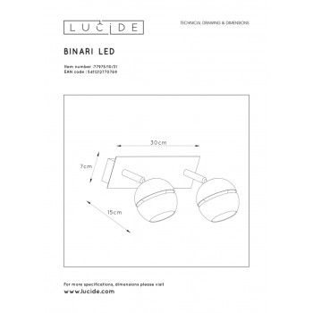 Lucide BINARI - stropní svítidlo - LED - 2x5W 2700K - Bílá 77975/10/31