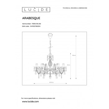 Lucide ARABESQUE - Lustr - Ø 46 cm - Průhledné 78351/05/60