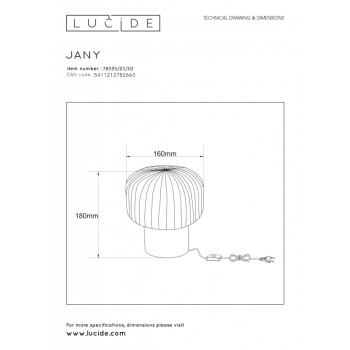 Lucide JANY stolní lampička E14/40W matná zlatá/Smoke glass