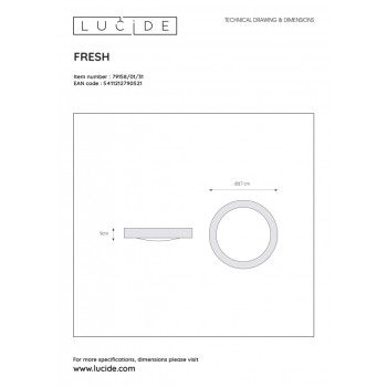 Lucide FRESH - zapuštěné stropní svítidlo do koupelny - Ø 27 cm - IP44 - Bílá 79158/01/31